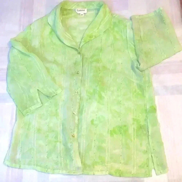 Vintage Blouse 👚  Light green - Picture 1 of 9
